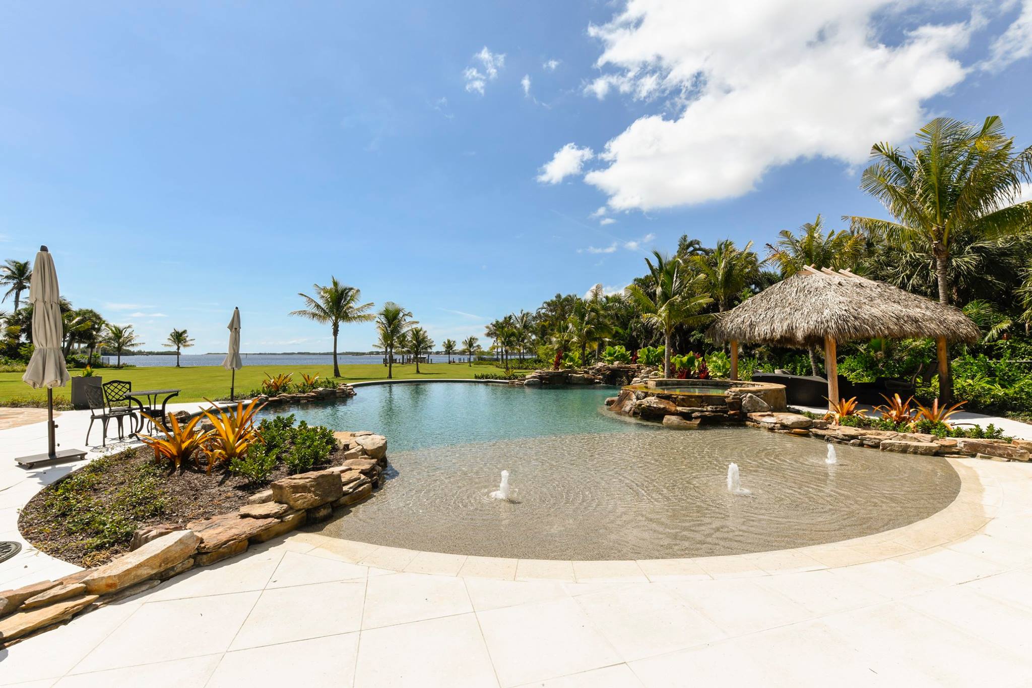 rock waterfall pool by apex pavers and pools